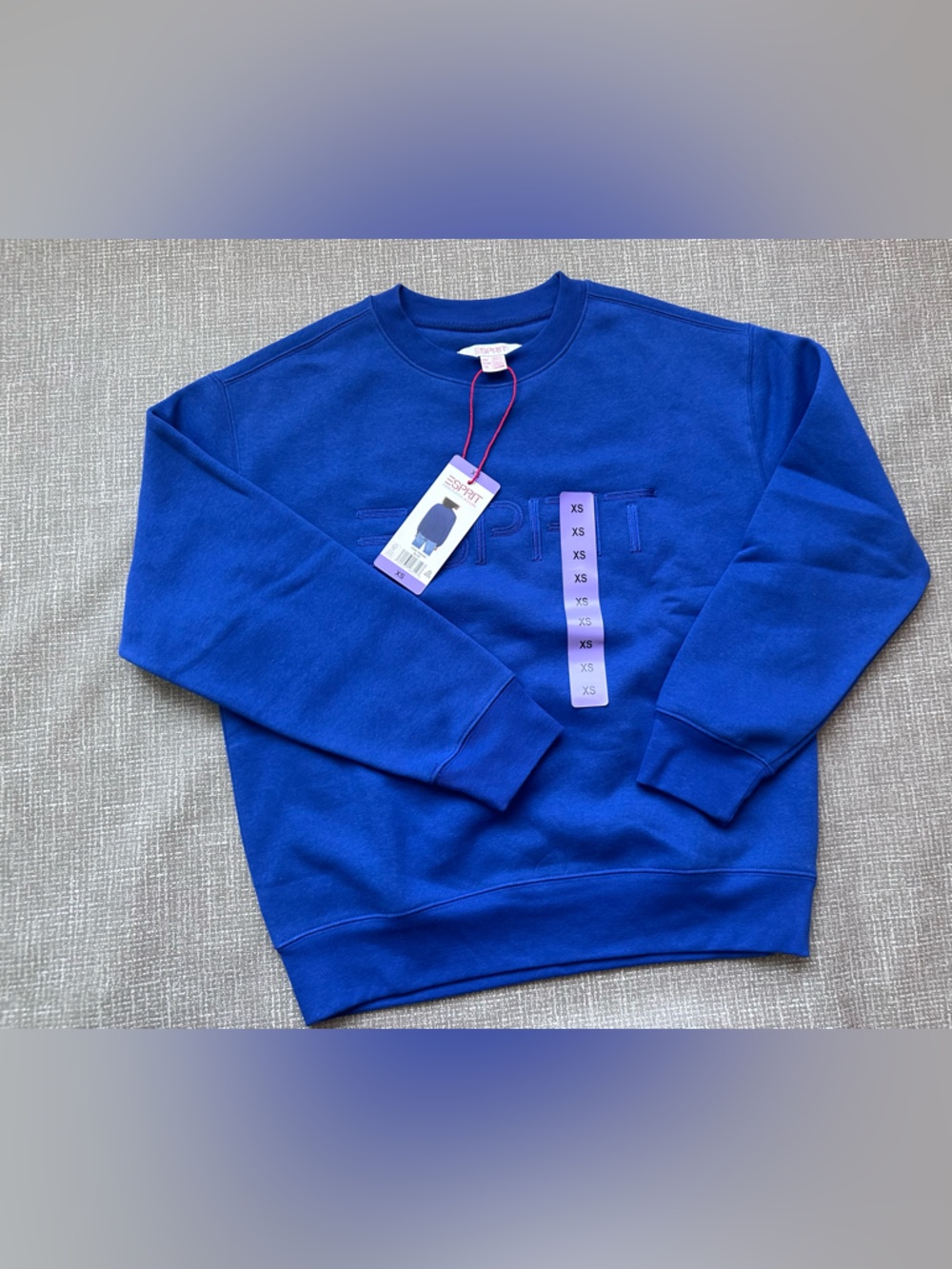 Esprit Women’s Blue Tonal Logo Crewneck Sweatshirt Size XS NWT